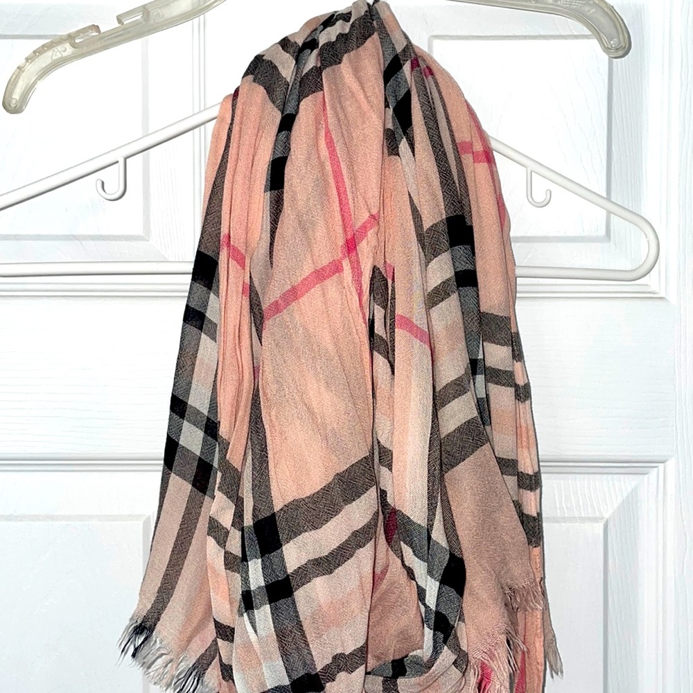 Pink plaid scarf